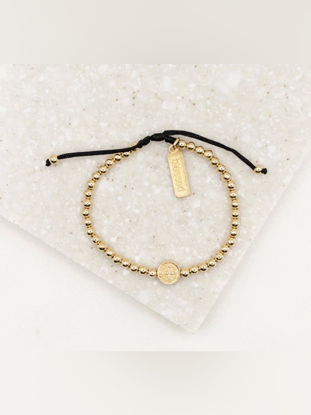 My Saint My Hero Mantra of Love Benedictine Bracelet Gold NWT